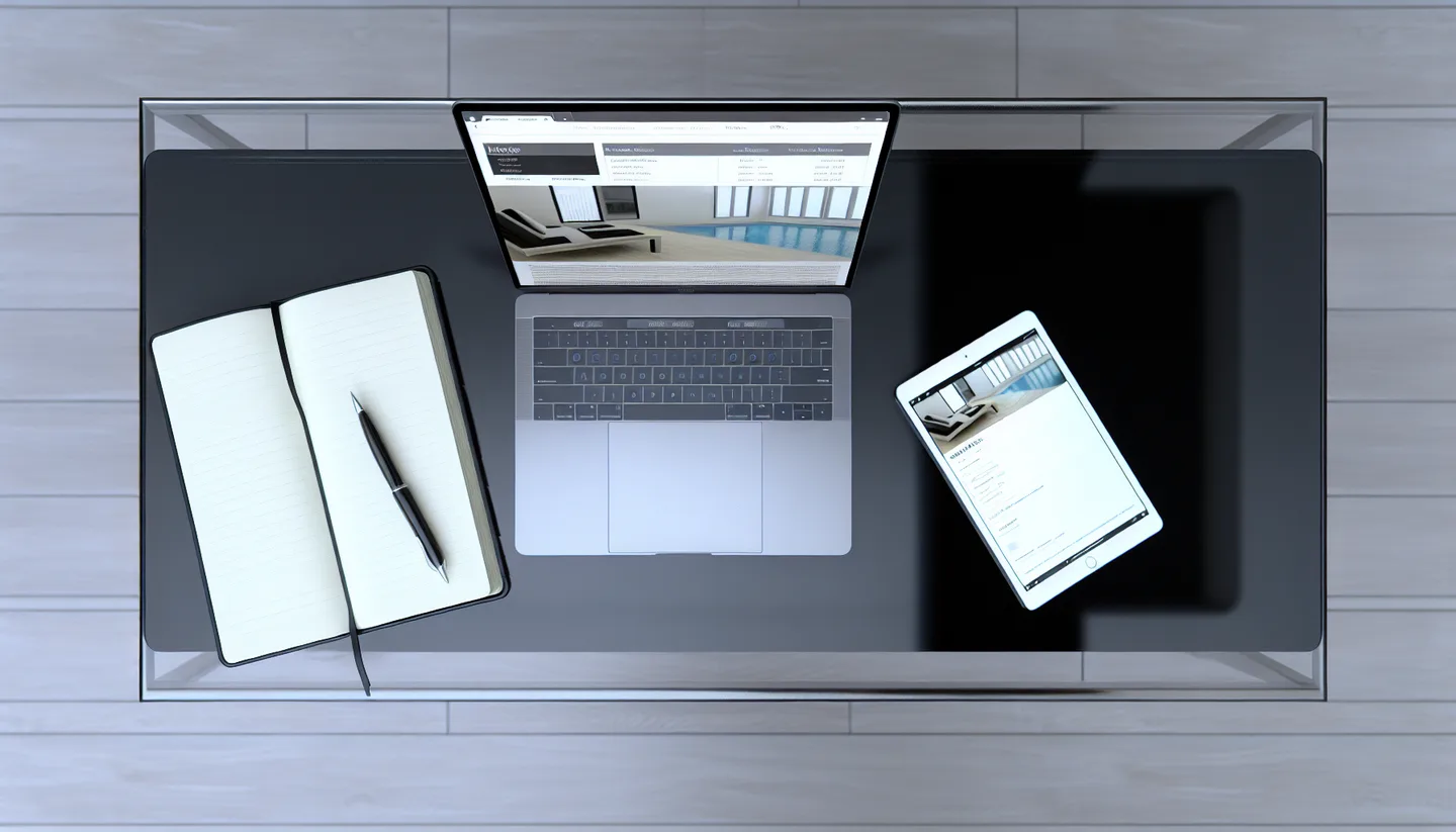 Laptop and tablet showing online property listing website