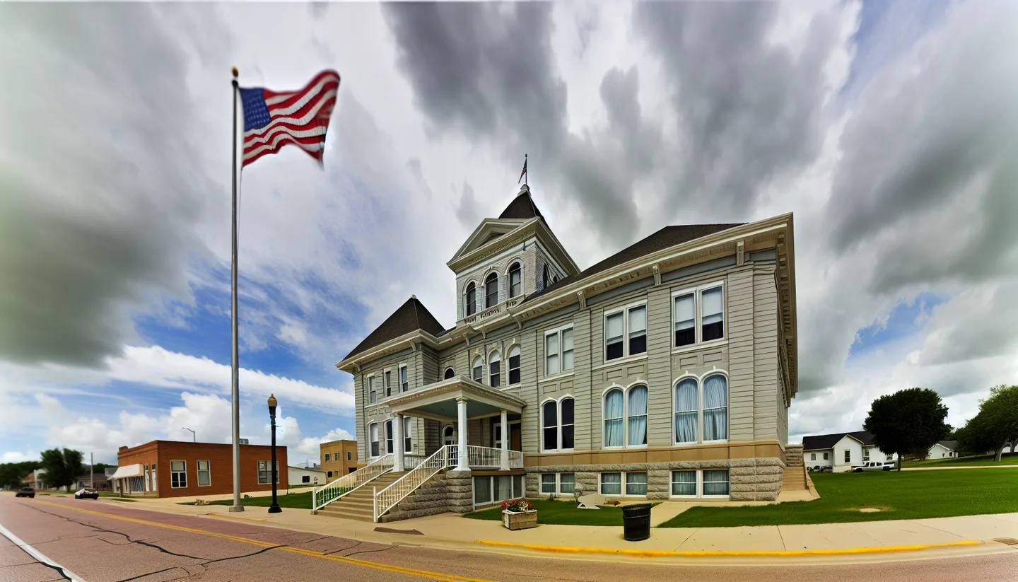 County courthouse exterior in a small town